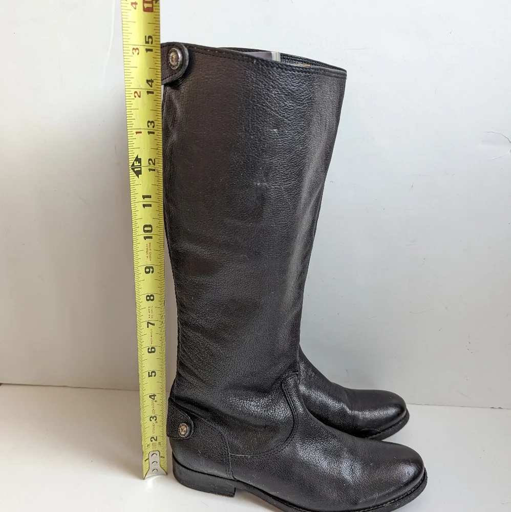 Frye Boots Women's 5.5 B Tall Black Leather back Zipper Low Heel